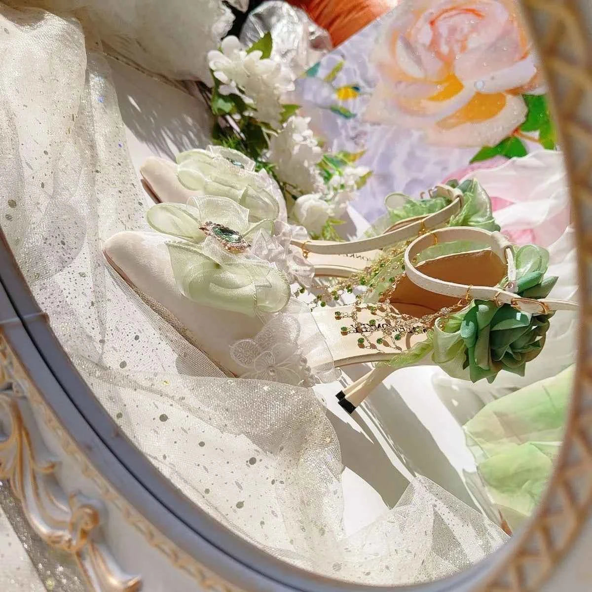 Heeled sandals shoes woman 2025 trend Elegant woman heels lolita shoes Party shoes woman bridal heels white wedding shoes women