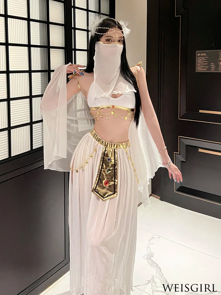Belly Dance Costume Women's Sexy Arabian Princess Costume Fancy Indian Dance Embroider Bollywoods Jasmine Dress Egyptian Queen