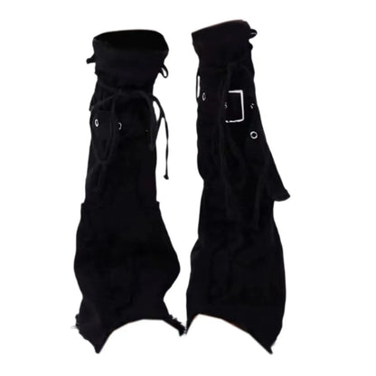 SS69 Y2K Grunge Thigh High Leg Warmers - Long Baggy Polyester Boot Cuffs