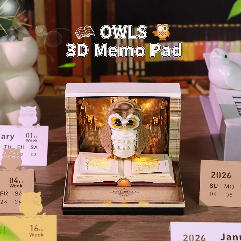 ANENG 2026 3D Paper Carving Desk Calendar with LED Light