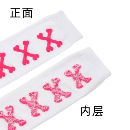 SS69 Women's Bone Print Thigh High Socks - Cotton Blend Cosplay Stockings