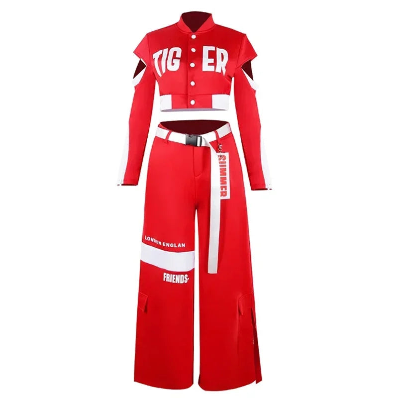 Women's Red Jazz Dance Performance Suit