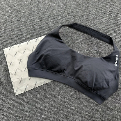 Dfyne Impact Sports Bra Women Seamless Halter Neck Strap Bras with Logo Padded Open Back Yoga Bra Medium Support Gym Crop Top SS69 21.69 DF6-6018 / S
