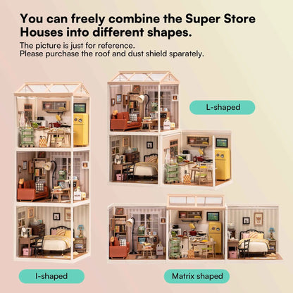 Robotime Rolife 3D Puzzle Model Super Store Series Happy Meals Kitchen Plastic DIY Miniature House Kit Building Blocks Kits