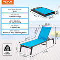 SucceBuy Chaise Lounge Chair Outdoor Aluminum Patio LoungeFolding Pool Lounge Recliner Full Flat for Patio Beach Pool Dark Grey