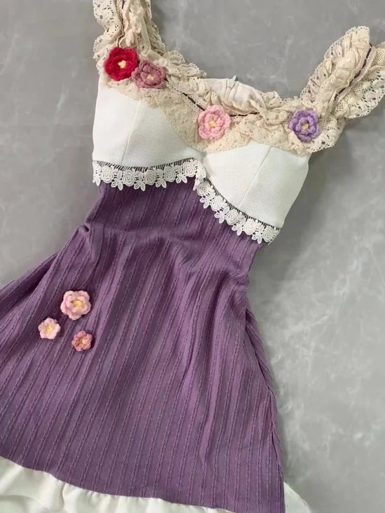 Summer French Sweet Dress Women Elegant Vintage Decal Design Slim Mini Dresses Vacation Bohemia Beach Style Mini Dress Chic New SS69