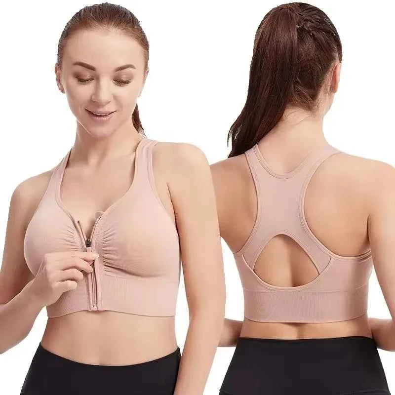 CZGUKE Women's zipper sports bra vest plus size shock resistant bra women's yoga running fitness bra women's underwear
