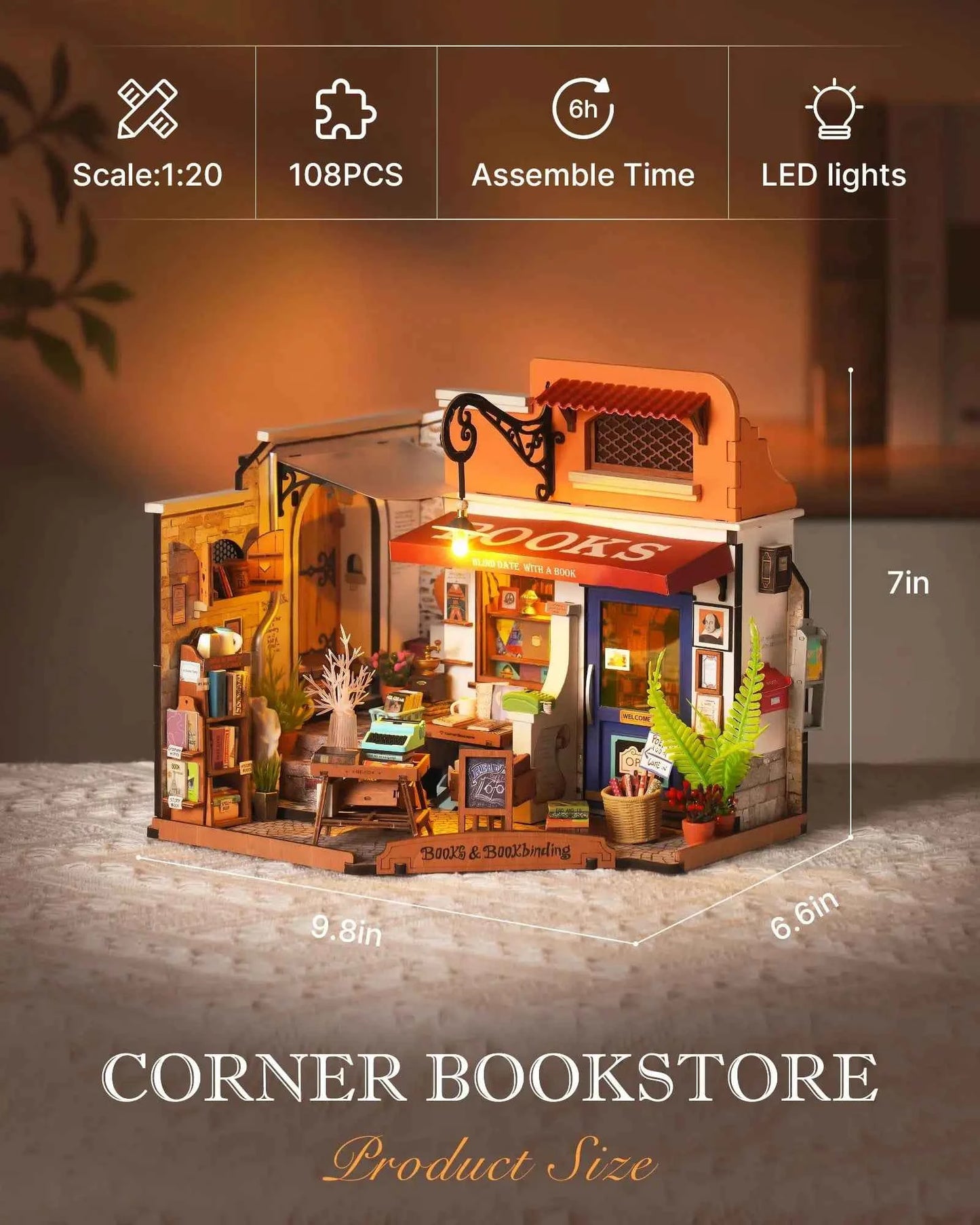 Robotime Rolife Becka's Baking House 3D Puzzle DIY Miniature Dollhouse Kit Amazing Gift for Children DG161