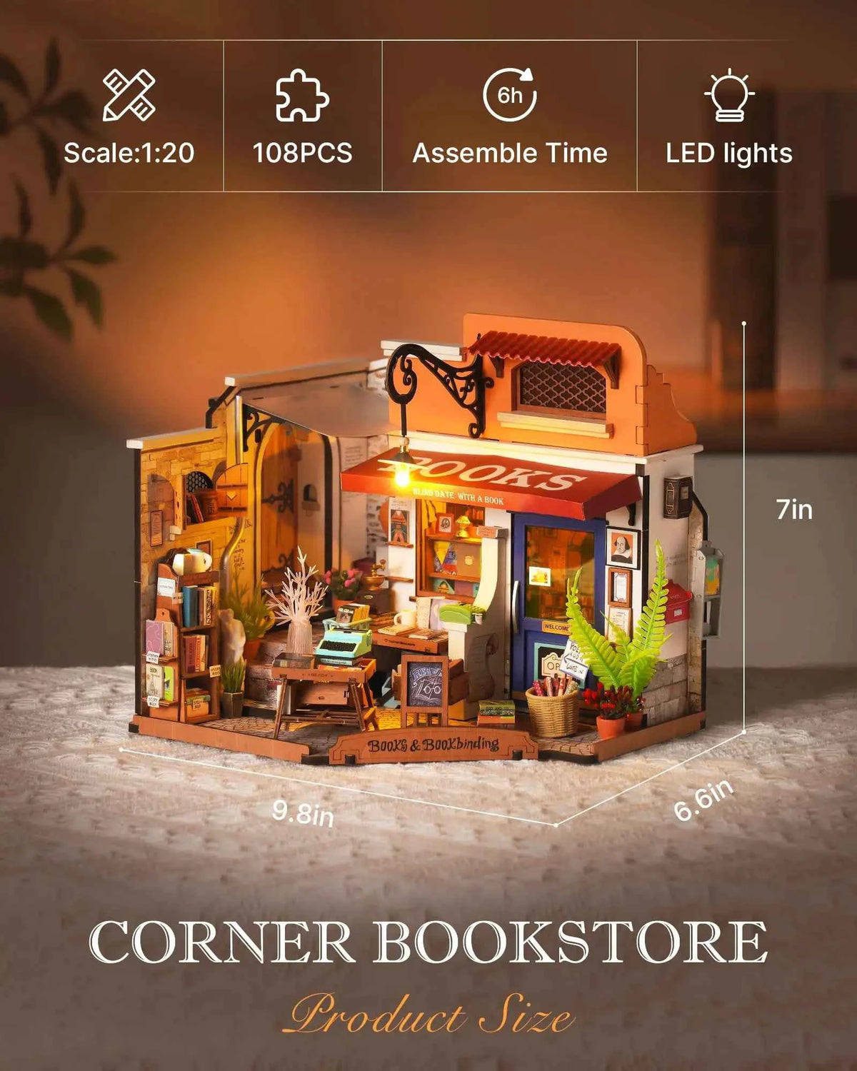 Robotime Rolife Becka's Baking House 3D Puzzle DIY Miniature Dollhouse Kit Amazing Gift for Children DG161