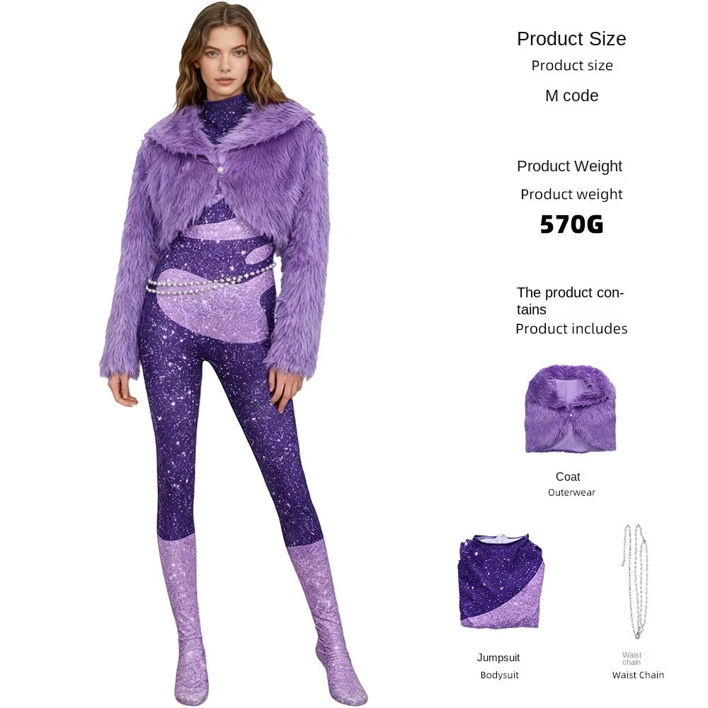 Gazelle Cosplay Jumpsuit Purple Plush Cartoon Animal Costume