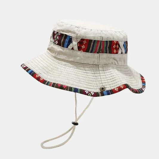 2022 Cotton National Wind Solid Color Bucket Hat Outdoor Travel Sun Cap For Men And Women 15