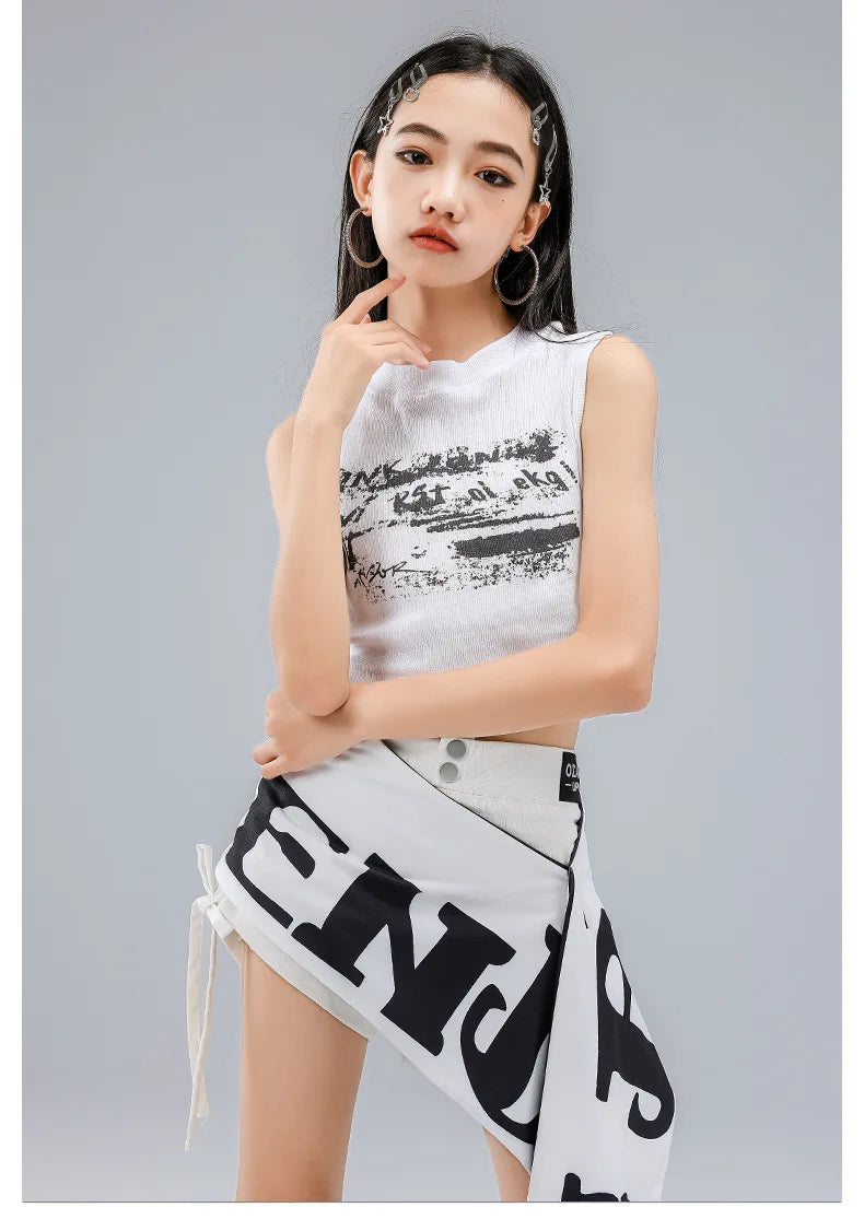Girls K-Pop Street Dance Crop Top & Hot Pants Set