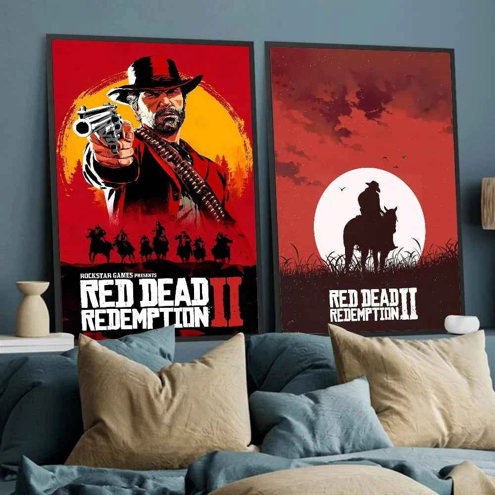 Game TV-Red-Dead-Redemption 2 Good Quality Prints and Posters Waterproof Paper Sticker Coffee House Bar Posters Wall Stickers