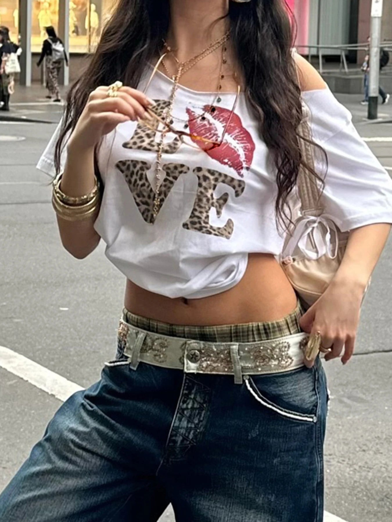 Cuteandpsycho Casual Sexy Crewneck Cropped Tops Slim Streetwear Summer Elastic Vintage Tees Short Sleeved Y2k Punk Clothings SS69