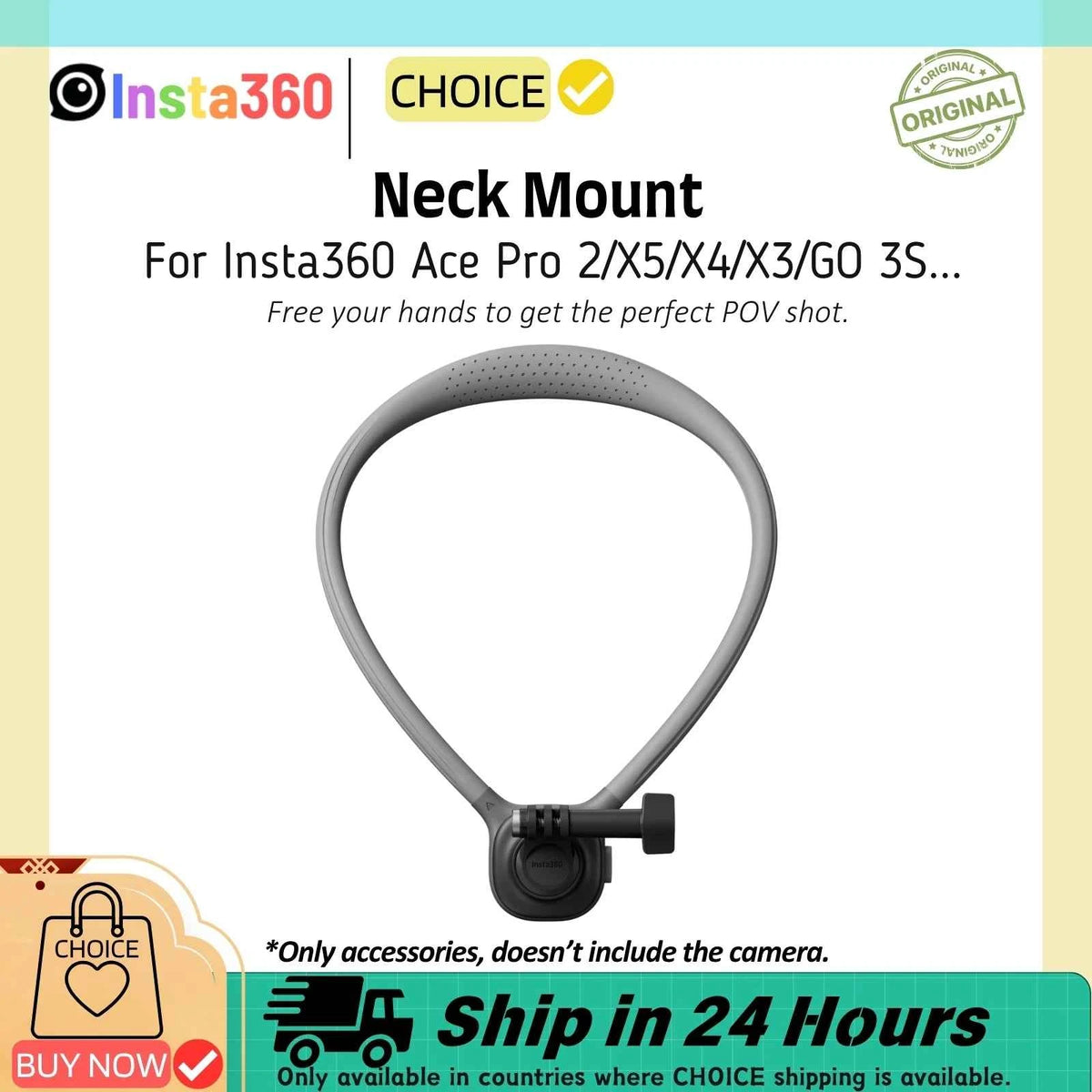 Insta360 X5 Neck Mount Necklace 360 Rotation Holder Quick Release POV For Insta 360 X4 GO 3S X3 Ace Pro 2 Original Accessories