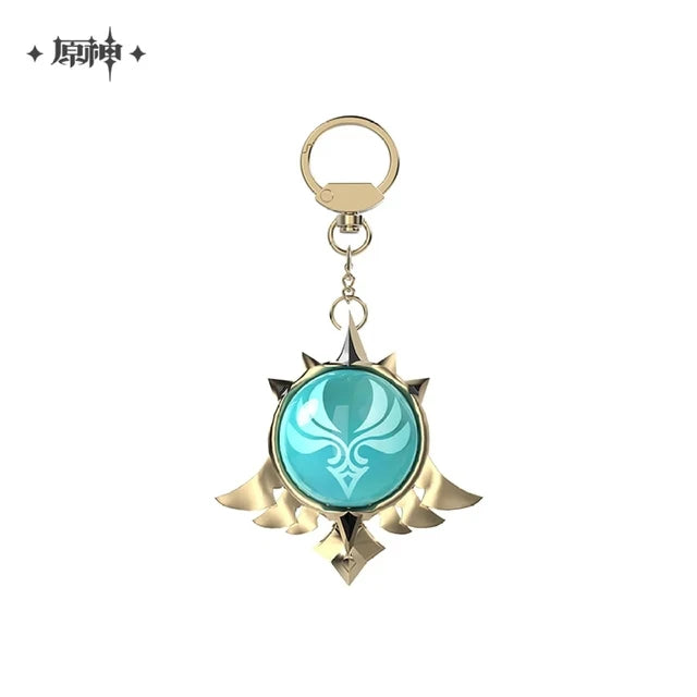 [Genuine]  Anime Game Genshin Impact 2023 Carnival Theme Cosplay Vision Elemental Pendant Rock Wind Garss Metal Backpack Charms