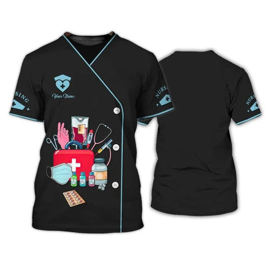Heart Nurse 3D T Shirt Custom Nurse Uniform Nursing Tools Print Short Sleeve Black Pink Medical Scrubs Clothing Nurse Tshirt SS69 14.69 Tshirt-PYA38593 / 150 (11T-12T)