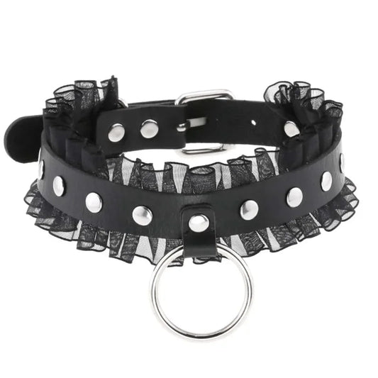 1Pc Harajuku Gothic Spike Rivet Star Necklaces Collares Hip Hop Rock Black Bowknot PU Lace Leather Sexy Y2K Girl Choker Jewelry SS69 8.69 W4603