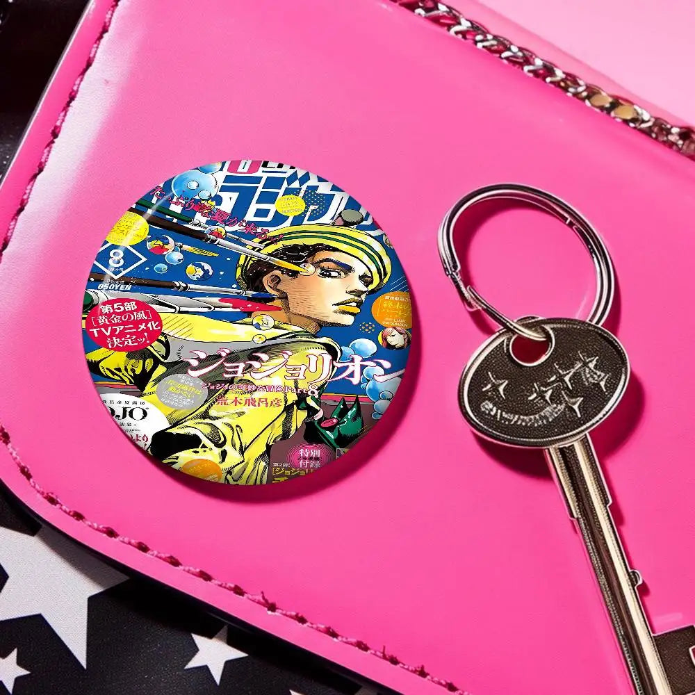 Anime JoJo Bizarre Adventure Soft Button Pin Round Metal Badge Lapel Pin Parts Gift Friends Kid Jewelry