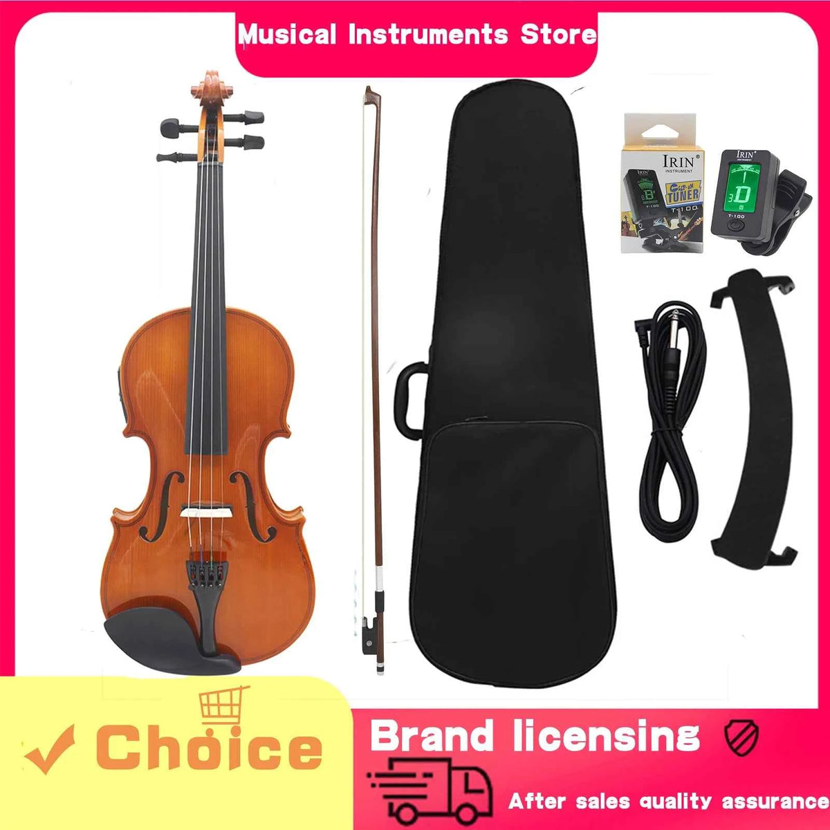 IRIN Acoustic Violin EQ Electric Electroacoustic 4/4 Violin for Performance String Instrument Equipped With Tuner Accessories