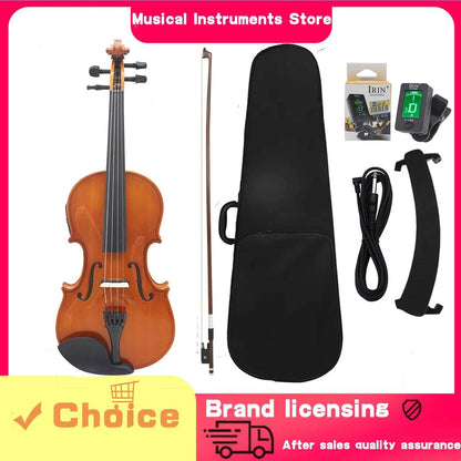 IRIN Acoustic Violin EQ Electric Electroacoustic 4/4 Violin for Performance String Instrument Equipped With Tuner Accessories