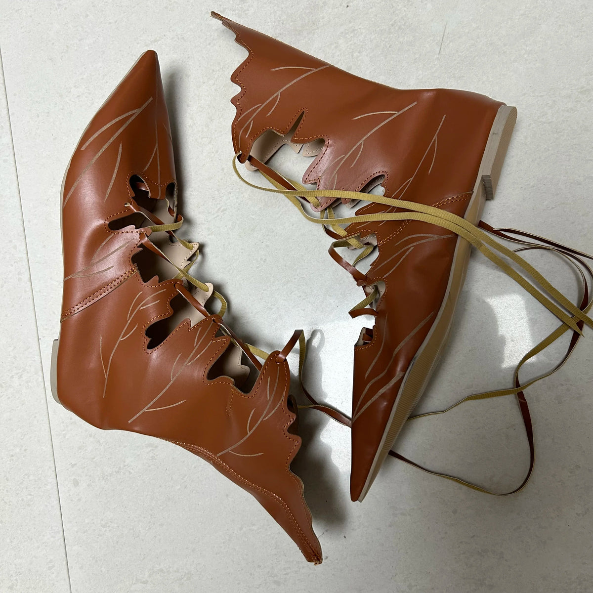 2026 Medieval Gothic Retro Elf Witch Leaves Lace Up Shoes For Women  Men Cosplay Costume Carnival Party Knight Boots Accessories