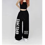 2024 Spring Summer New Sports Pants for Women American Street Trendy Wide Leg Pants Women Fun Print Design Woman Trousers - SS69