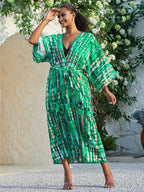 Tie Dye Kimono Swimsuit Cover-Up for Women - Flowy Rayon Beach Dress