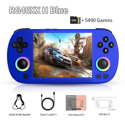 ANBERNIC RG40XX H Handheld Game Console Linux 64-bit System 4.0 inch IPS 3200mAh Retro Video Gaming Console 64G 5000+ Games Gift SS69 121.69 Blue 64GB