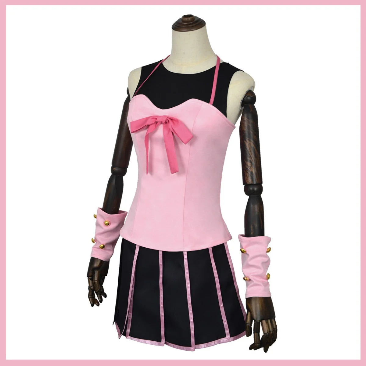 Anime JoJo's Bizarre Adventure Steel Ball Run Lucy Steel Cosplay Costume Pink Dress T-shirt Wig Woman Sexy Cute Carnival Suit