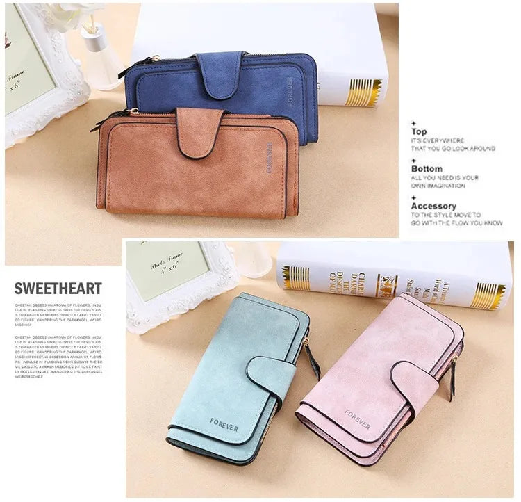 ZeAiLi Long PU Leather Clutch Wallet with Animal Paw & Butterfly Print
