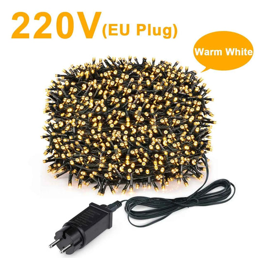 Christmas Decor Lights for Home Village 2024 24V LED String 20m 30m Fairy Garland for Chrismas Tree Country Yard Garden Wedding