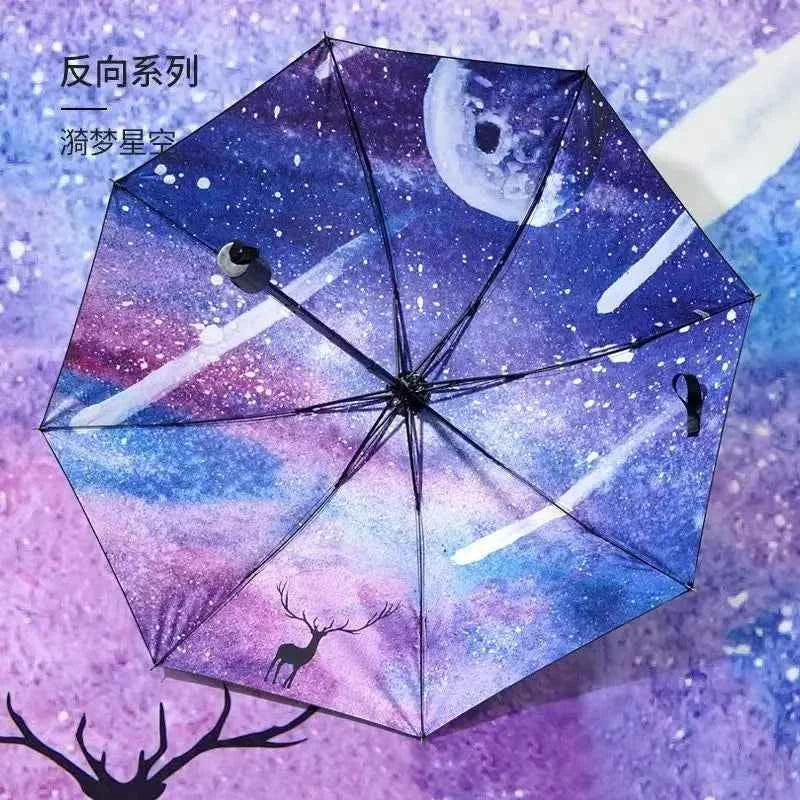 Beautiful Flower Painting Inside Men And Women Umbrella Sun And Rain Anti-uv Umbrellas Ladies Parasol Folding Paraguas For Gifts