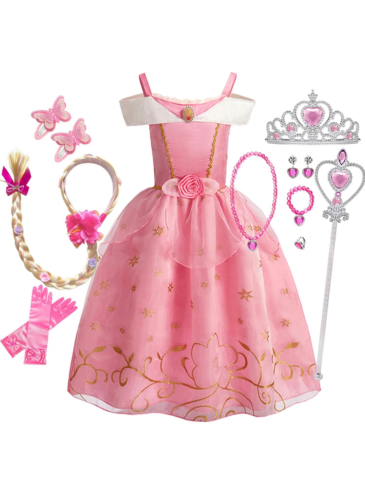WEIZOO Girls Princess Aurora Dress - Sleeping Beauty Cosplay Costume