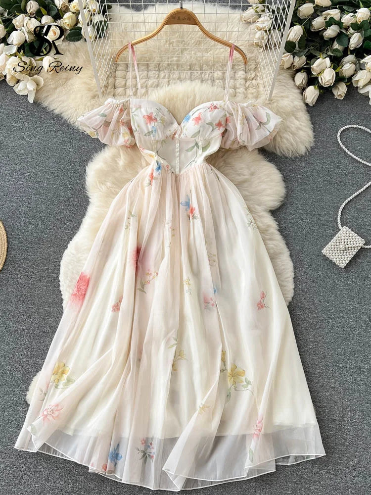 SINGREINY Off-the-Shoulder Sweetheart Corset Maxi Dress