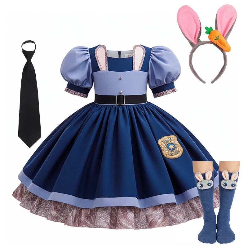Disney Judy Hopps Zootopia Police Costume for Girls Satin Dress
