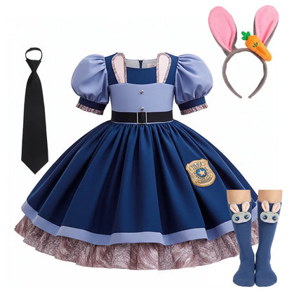 Disney Judy Hopps Zootopia Police Costume for Girls, Ankle-Length Satin Dress