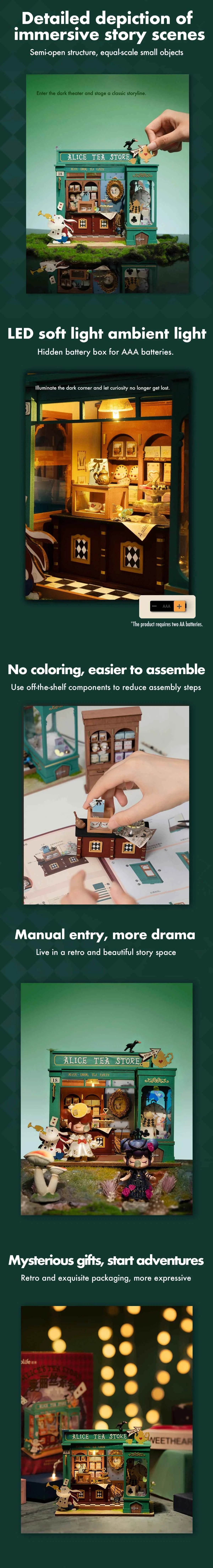 Robotime Rolife DIY Mystery Archives Bureau Decorative Ornament Kids Adult Miniature Fantasy Magic Doll House Wooden Kit Toy