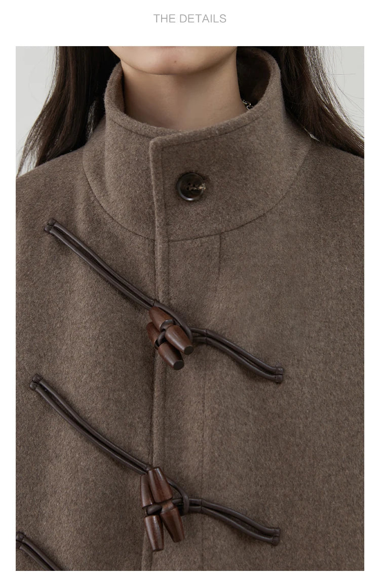 CHIC VEN Women Long Woolen Coats Single Breasted Loose Stand Collar Cow Horn Buttoned Office Ladies Overcoat Autumn Winter 2026