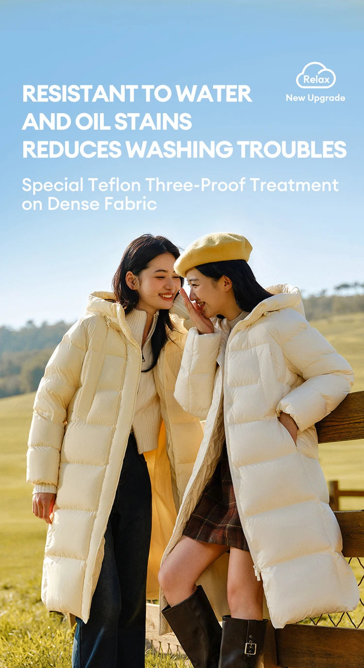 Semir Women's Long Hooded Down Jacket - 90% Duck Down