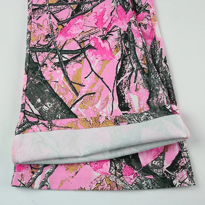 Women's new branch small camo high waisted bell bottoms Spice Girl street personality fashion casual pants SS69