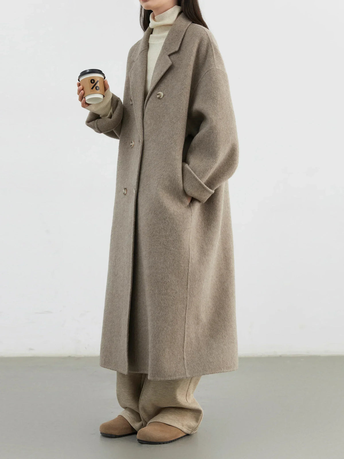 CHIC VEN Women Woolen Coat Double-breasted Basic Loose Casual Retro New Long Double-sided Female Overcoat Autumn Winter 2026