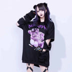 SS69 Japanese Harajuku Printed Black Sweatshirt, Loose Zipper Hoodie