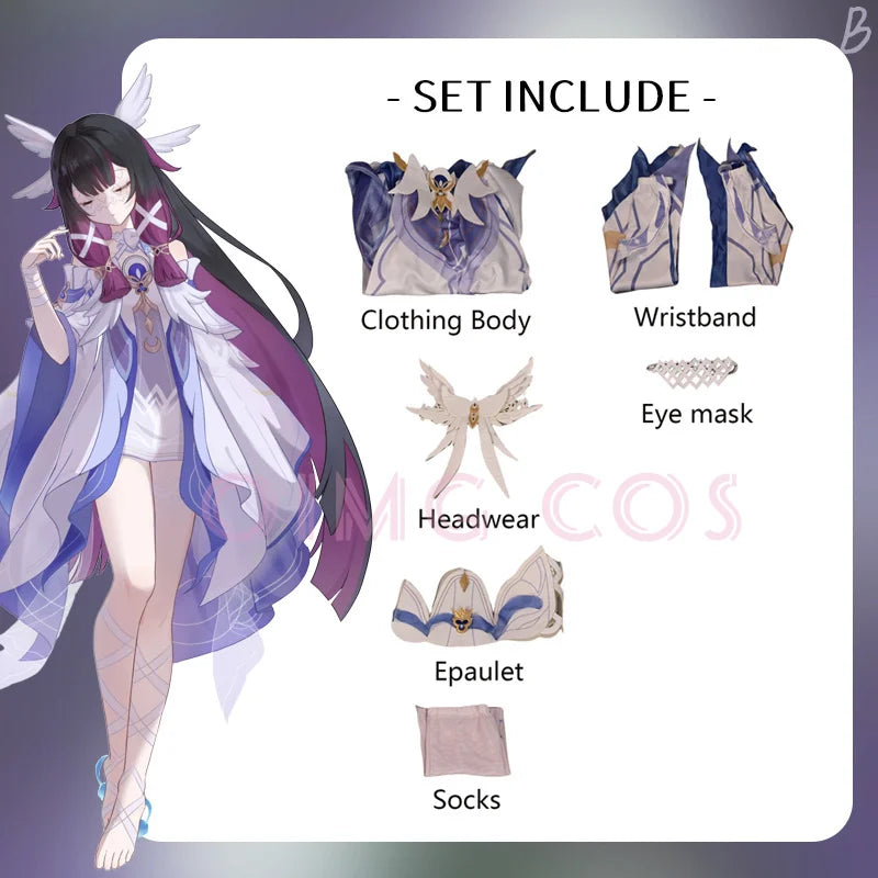Genshin Impact Columbina Cosplay Costume Women's Game Character Dress Set