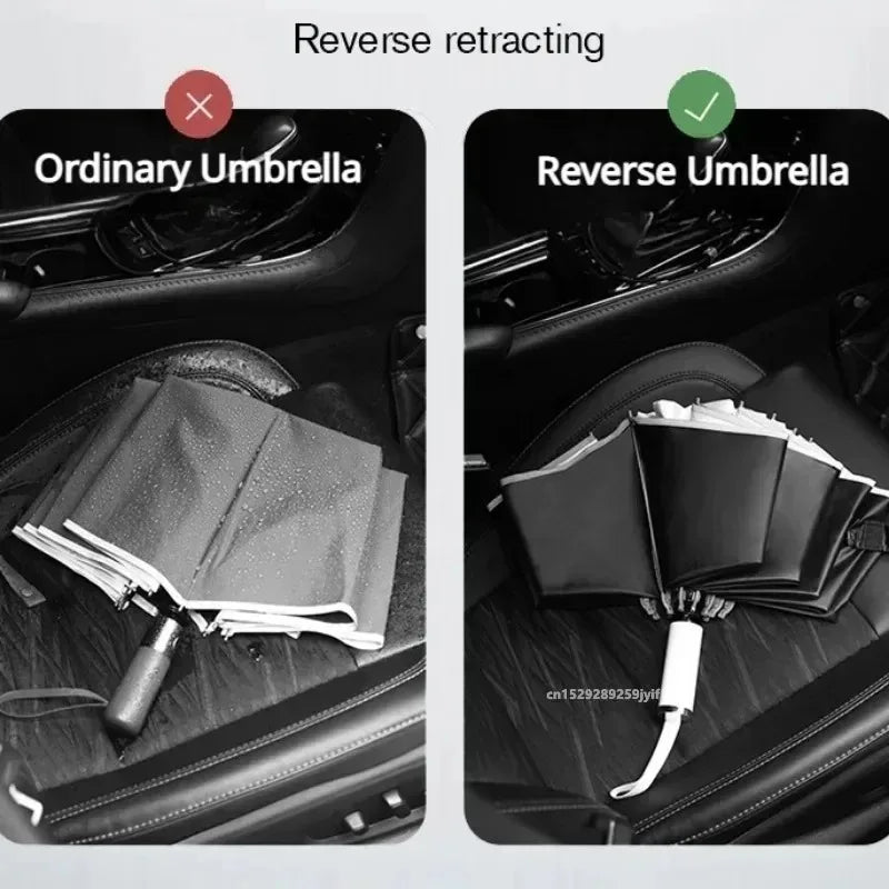 Reverse Folding Umbrellas Double Bones Black Glue Automatic Sunshade Sunscreen Rain Umbrella Strong Wind Resistance