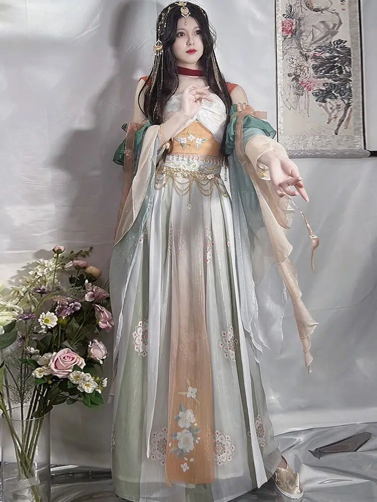 Ancient Chinese Hanfu Dress Women Halloween Princess Loulan Dunhuang Feitian Cosplay Costume Dance Dress Party Outfit Hanfu Sets SS69