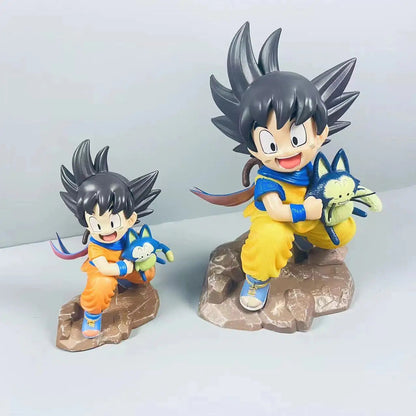 Dragon Ball Childhood Little Goku Hugs Puer Ya Mu Tea Little Follower Figures Doll Pvc Model Statue Collection Toys Ornamen Gift SS69