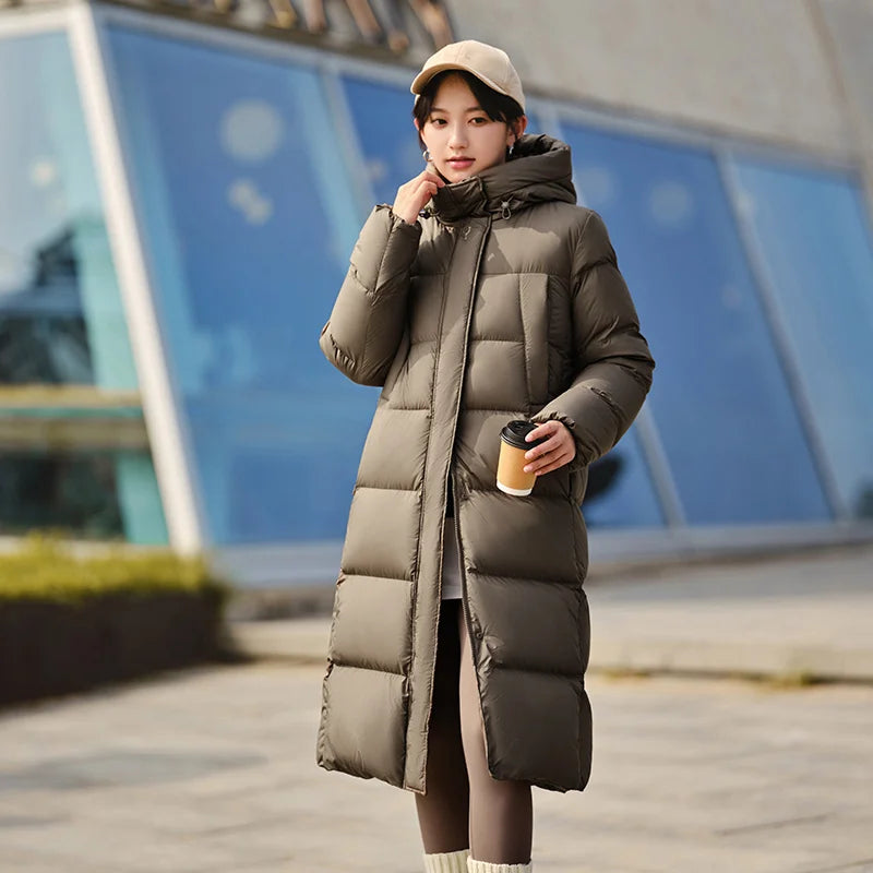 Semir Women's Long Hooded Down Jacket - 90% Duck Down