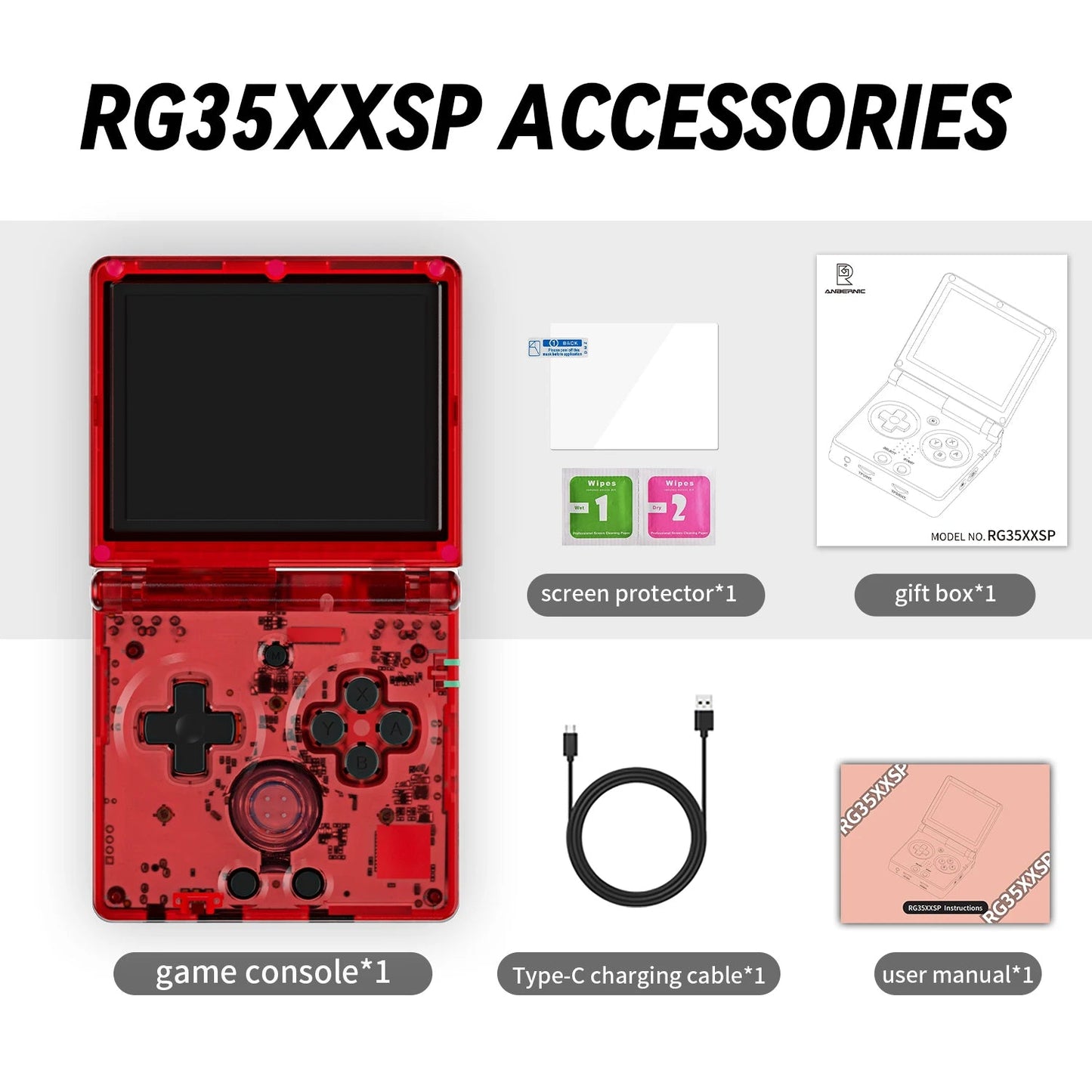 RG35XXSP Fold Handheld Game Consoles 3.5 Inch 640*480 IPS Screen 3300mAh Linux System HDMI-TV Output Retro Video Game Player SS69 97.69 Red TR / france / 64G With Bag