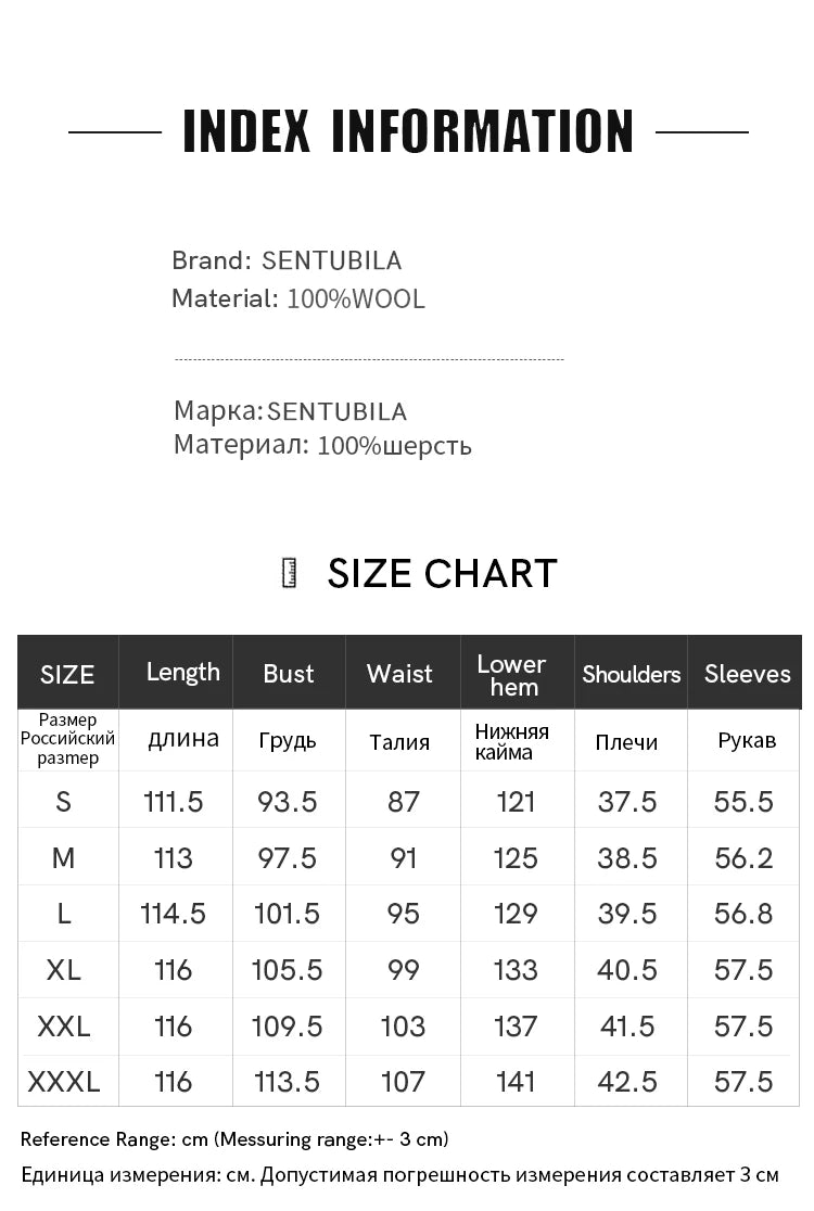 SENTUBILA Women's 100% Wool Long Wrap Coat with Belted Waist
